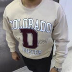 Oversize Colorado&Denver Baskılı Sweatshirt Bej