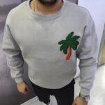 Oversize Palmiye Detaylı Sweatshirt Gri