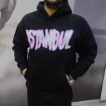 Oversize İstanbul Baskılı Kapüşonlu Sweatshirt Siyah