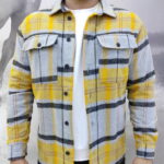 Oversize Kaşe Oduncu Gömlek Sarı-Gri