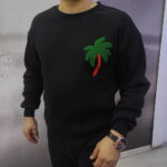 Oversize Palmiye Detaylı Sweatshirt Siyah
